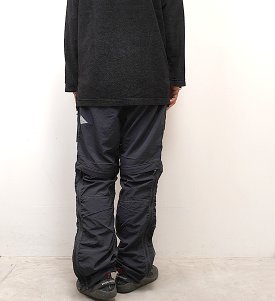 【and wander】アンドワンダー men's NY taffeta hiker 2way pants "Black"