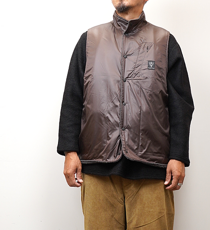 【South2 West8】サウスツーウエストエイト men's Reversible. Vest-P.Fleece/N.Ripstop "Black"