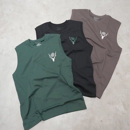 【South2 West8】サウスツーウエストエイト men's Sleeveless Crew Neck Tee - Skull & Target "3Color"