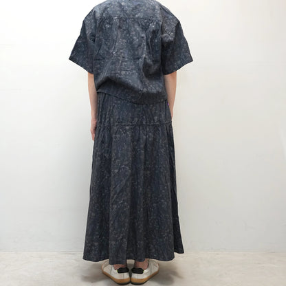【THE NORTH FACE Purple Label】ノースフェイスパープルレーベル women's Flower Printed Field Tiered Skirt "Dark Navy"