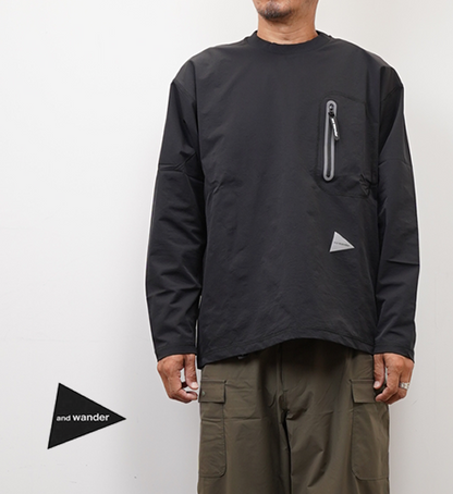 【and wander】アンドワンダー men's hybrid warm pocket LS T "Black"