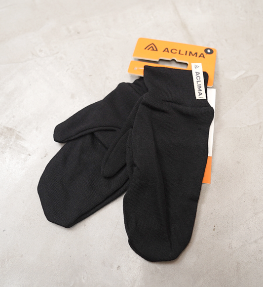 【ACLIMA】 アクリマ WoolTerry Liner Mittens "Jet Black" ※ネコポス可