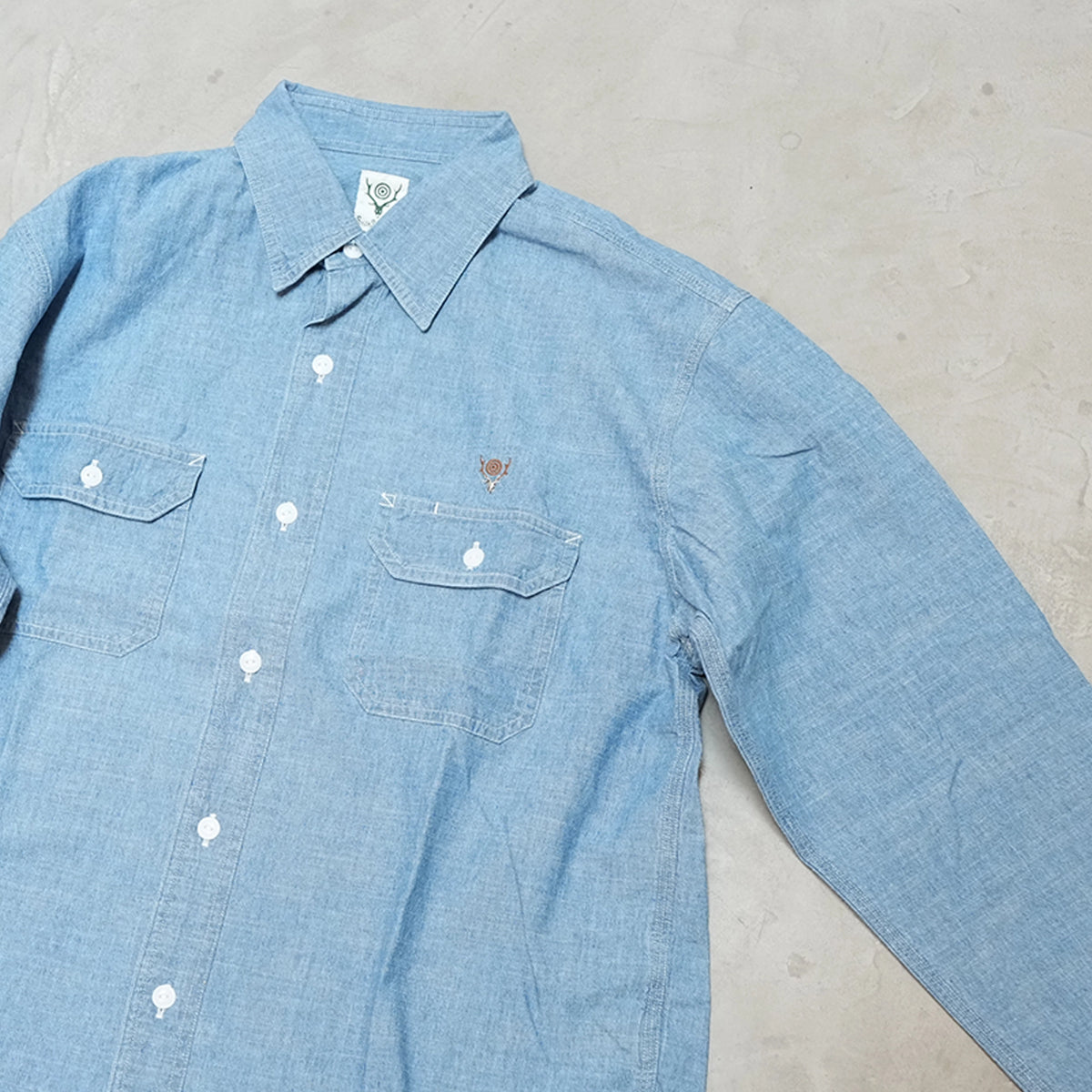 【South2 West8】サウスツーウエストエイト Work Shirt - Cotton Chambray "Sax"