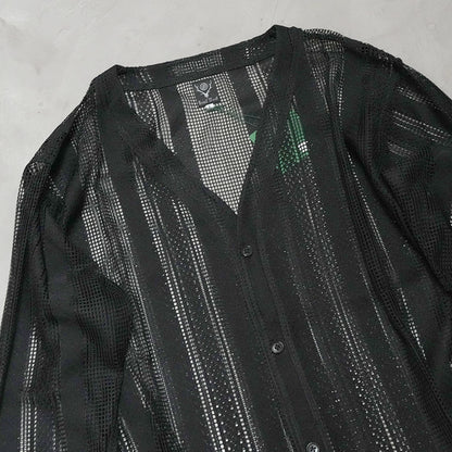 【South2 West8】サウスツーウエストエイト men's V-Neck Cardigan - Poly Lace Jq. "Black"
