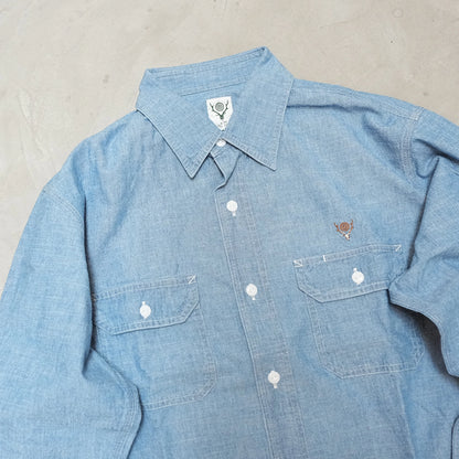 【South2 West8】サウスツーウエストエイト Work Shirt - Cotton Chambray "Sax"