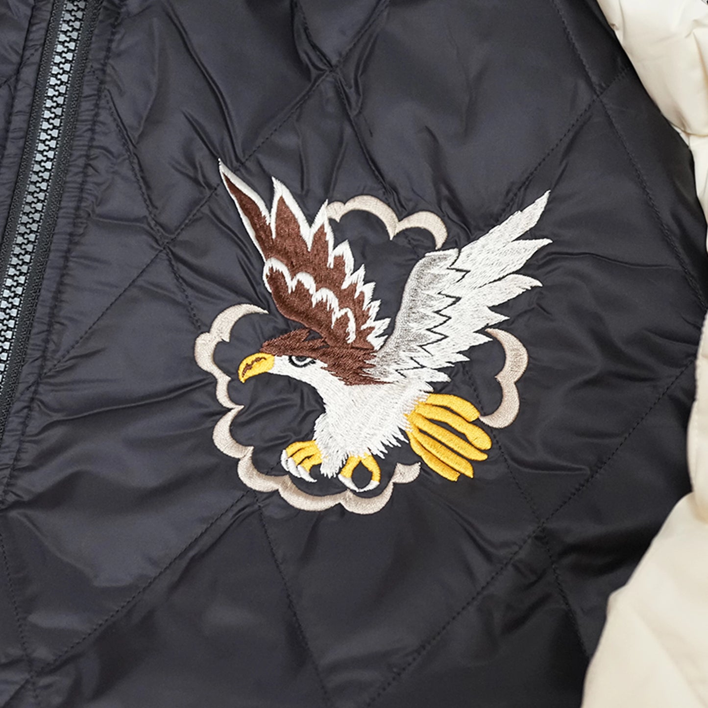 【TAION】タイオン unisex Japan Special Reversible Sukajan Down Jacket "Black/Off White×Black/D.Purple"