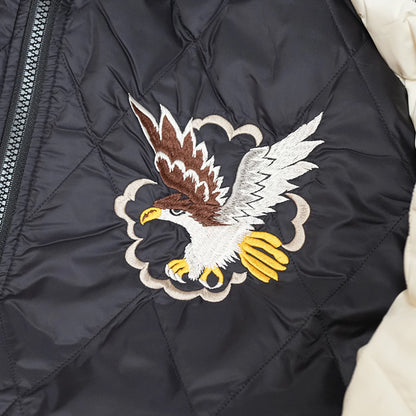 【TAION】タイオン unisex Japan Special Reversible Sukajan Down Jacket "Black/Off White×Black/D.Purple"