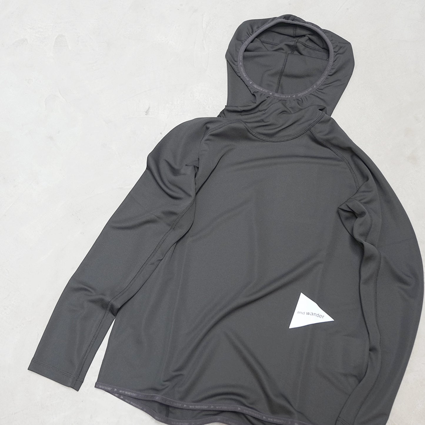 【and wander】アンドワンダー women's dry jersey LS hoodie "Black" ※ネコポス可