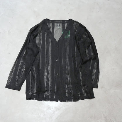 【South2 West8】サウスツーウエストエイト men's V-Neck Cardigan - Poly Lace Jq. "Black"