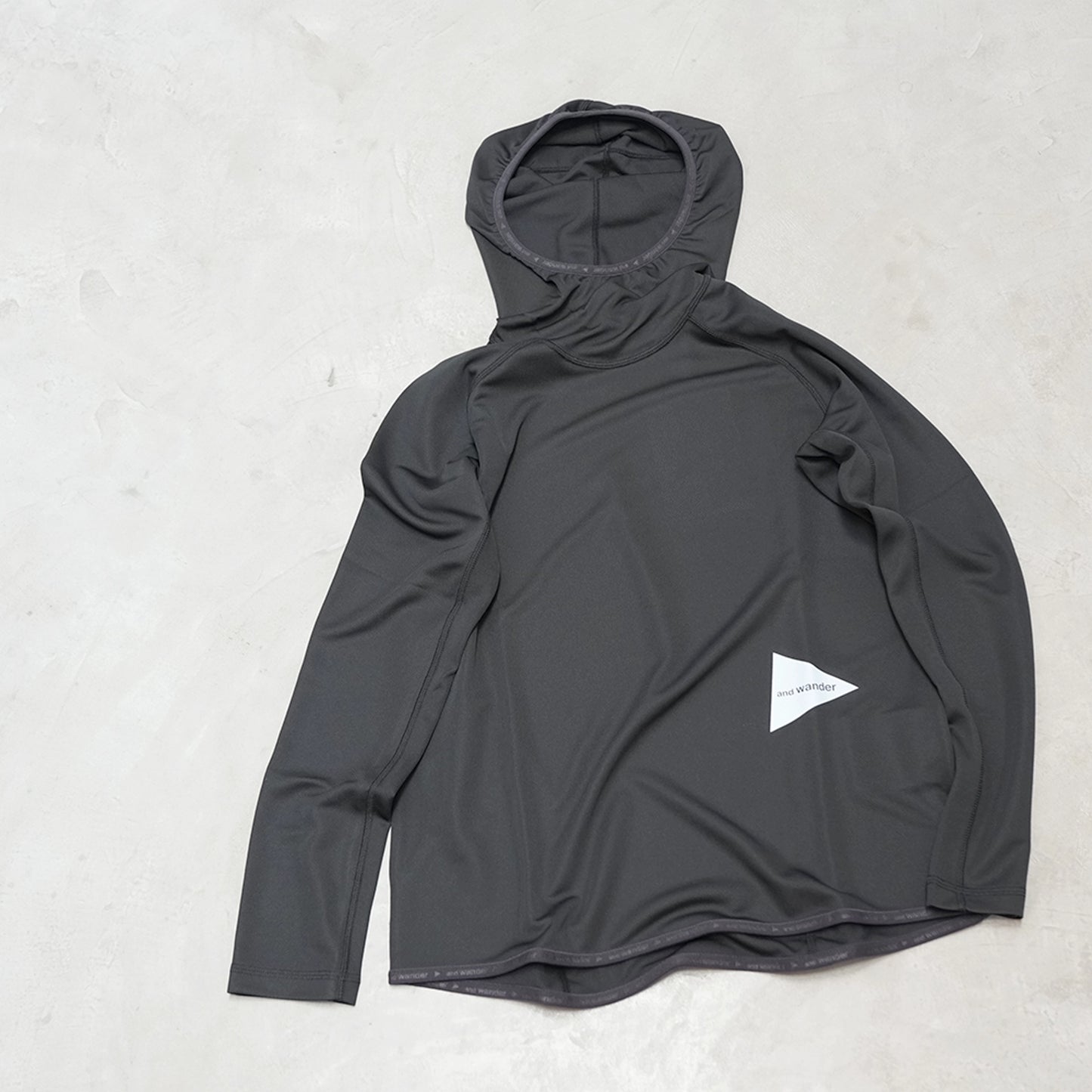 【and wander】アンドワンダー women's dry jersey LS hoodie "Black" ※ネコポス可